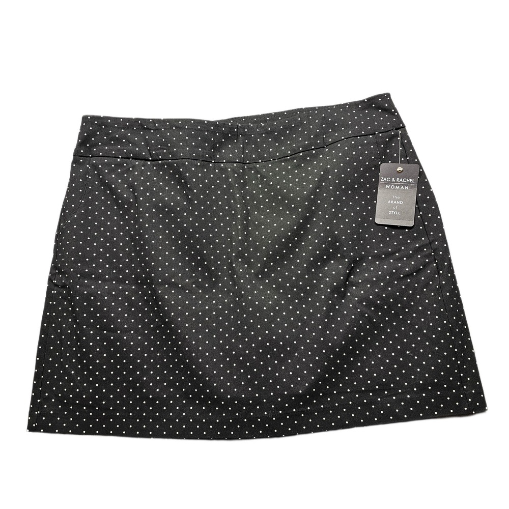 Zac & Rachel Mini Skort Womens 18W Black White Polka Dot Stretch Lined Pull On
